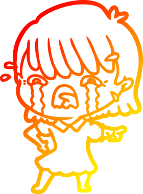 Bir insan tarafından çizilmiş ağlayan çizgi film kızı çizimi.