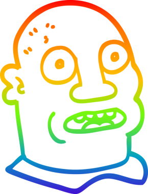 Gökkuşağı gradyan çizgi çizimi Bir insan tarafından çizilmiş karikatür adam kafası