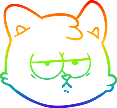 gökkuşağı gradyan çizgi çizimi bir insan tarafından çizilmiş bir kedi yüzü