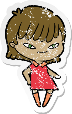 Bir insan tarafından çizilmiş karikatür bir kadının sıkıntılı çıkartması.