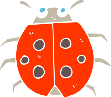 Bir insan tarafından çizilmiş uğur böceğinin düz renk çizimi