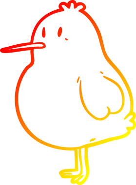 Bir insan tarafından çizilmiş bir kivi kuşunun sıcak gradyan çizimi