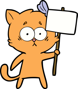 Bir insan tarafından çizilmiş çizgi film kedisi.