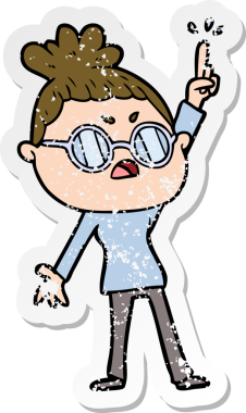 Bir insan tarafından çizilmiş bir karikatürün sıkıntılı çıkartması.