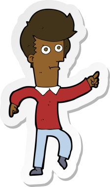 Bir insan tarafından çizilmiş bir karikatür adamın çıkartması.