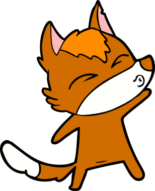 Bir insan tarafından çizilmiş tilki çizgi film karakteri