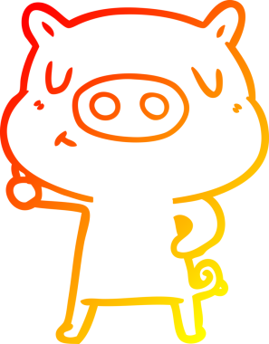 Bir insan tarafından çizilen çizgi film içerikli domuzun sıcak çizgi çizimi