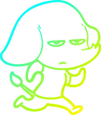 Bir insan tarafından çizilmiş soğuk bir çizgi film filinin çizimi.