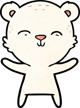 Bir insan tarafından çizilmiş mutlu kutup ayısı çizgi filmi.