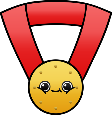 Bir insan tarafından çizilmiş altın madalyanın gölgelenmiş karikatürü.