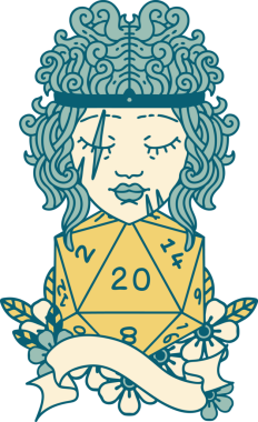 Retro Dövme Tarzı İnsan Barbarlığı Bir insan tarafından çizilmiş doğal 20 zar ile