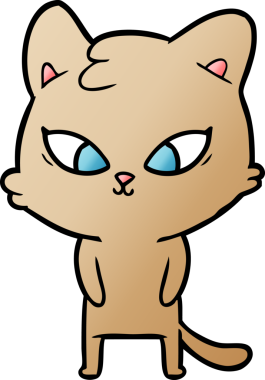 Bir insan tarafından çizilmiş sevimli çizgi film kedisi.