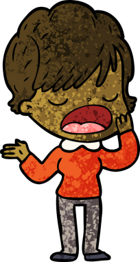 Bir insan tarafından çizilmiş bir karikatür kadın konuşuyor.