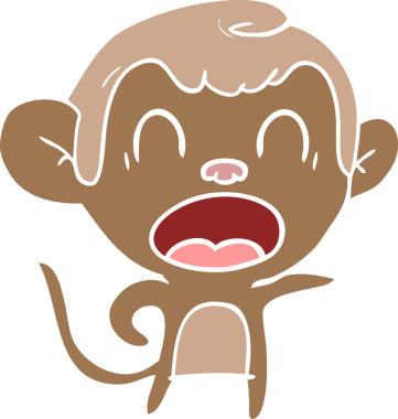 Bir insan tarafından çizilmiş düz renkli çizgi film maymunu