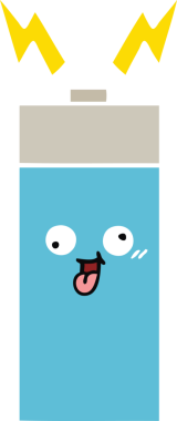 Bir insan tarafından çizilmiş düz renk retro pili.