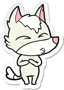 Bir insan tarafından çizilmiş bir kurt çizgi filminin etiketi.