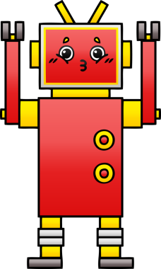 Bir insan tarafından çizilmiş bir robotun gölgelenmiş çizimi