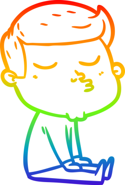 Gökkuşağı gradyan çizgi çizimi Bir insan tarafından çizilen çizgi film modeli adam