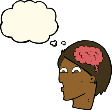 Bir insan tarafından çizilmiş beyin sembollü çizgi film kafası.