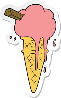 Bir insan tarafından çizilmiş dondurma etiketi.