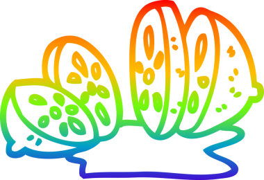 gökkuşağı gradyan çizgi çizimi bir insan tarafından çizilmiş narenciye meyvesi