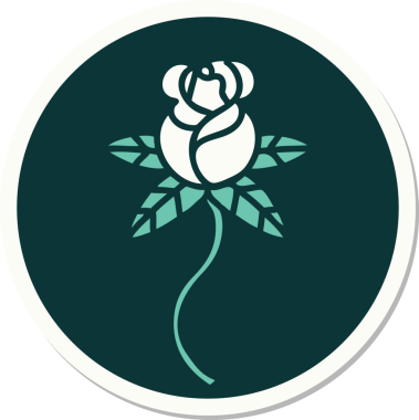 Bir insan tarafından çizilmiş geleneksel bir çiçek stiliyle dövme çıkartması.