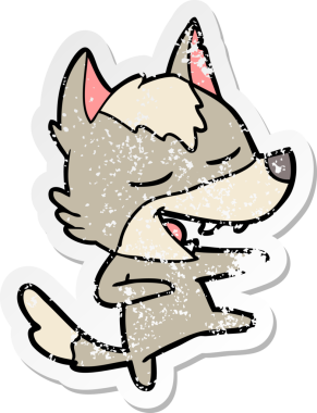 Bir insan tarafından çizilmiş bir karikatür kurdunun sıkıntılı çıkartması.