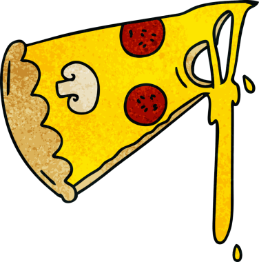 Bir insan tarafından çizilmiş tuhaf bir pizza dilimi.