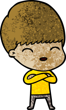 Bir insan tarafından çizilmiş mutlu çizgi film çocuğu.