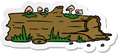 Bir insan tarafından çizilmiş ağaç kütüğünün el çizimi karikatürü.