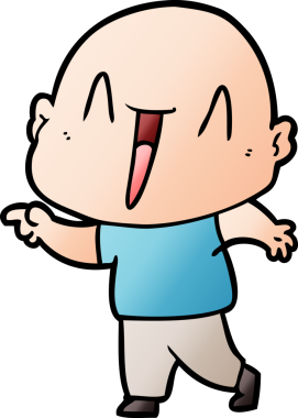 Bir insan tarafından çizilmiş mutlu, kel adam.