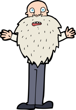 Bir insan tarafından çizilmiş sakallı yaşlı bir adam.