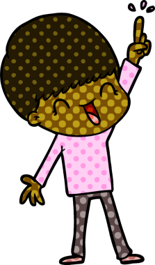 Bir insan tarafından çizilmiş mutlu çizgi film çocuğu.