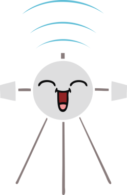 Bir insan tarafından çizilmiş düz renkli bir uydu karikatürü