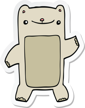 Bir insan tarafından çizilmiş oyuncak ayının çıkartması.