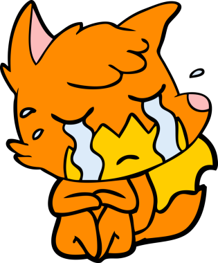 Bir insan tarafından çizilmiş ağlayan tilki çizgi filmi.