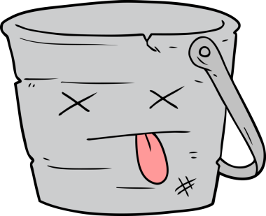 Bir insanın çizdiği kova karikatürü tekmeledi.