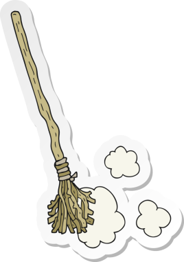 Bir insan tarafından çizilmiş cadı çizgi filminin çıkartması.