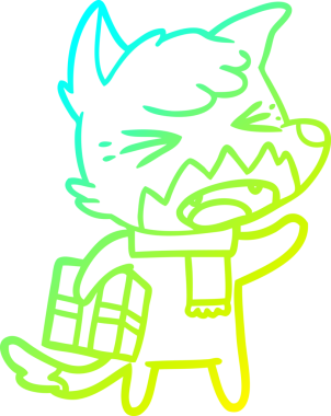 Bir insan tarafından çizilmiş kızgın bir tilkinin soğuk çizgi çizimi.