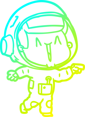 Bir insan tarafından çizilmiş mutlu bir astronotun soğuk çizgi çizimi.