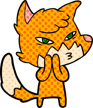 Bir insan tarafından çizilmiş akıllı çizgi film tilkisi.