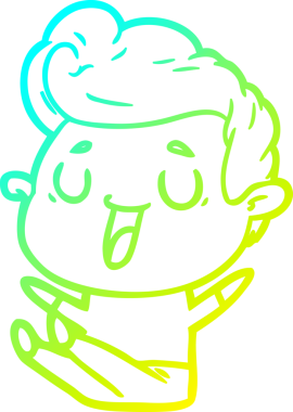 Bir insan tarafından çizilmiş mutlu bir çizgi film karakteri çizimi.