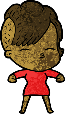 Bir insan tarafından çizilmiş şaşı çizgi film kızı.