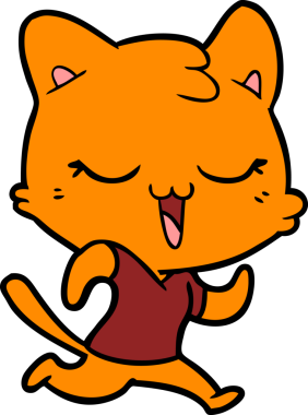 Bir insan tarafından çizilmiş mutlu çizgi film kedisi.