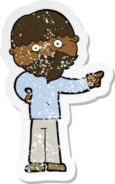 Çizgi film sakallı bir adamın insan tarafından çizilmiş gerilimli çıkartması.