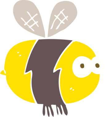 Bir insan tarafından çizilen arıların düz renk çizimi