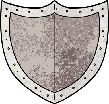 Bir insan tarafından çizilmiş çizgi film kalkanı.