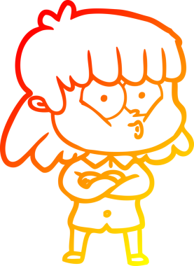 Bir insan tarafından çizilmiş, çizgi film karakteri ıslık çalan bir kız çizimi