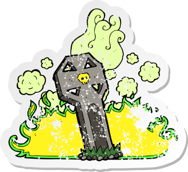 Bir insan tarafından çizilmiş ürkütücü bir karikatürün gerilimli çıkartması.