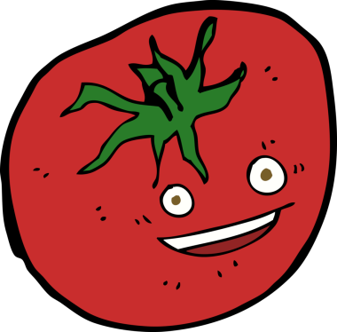 Bir insan tarafından çizilmiş mutlu domates.